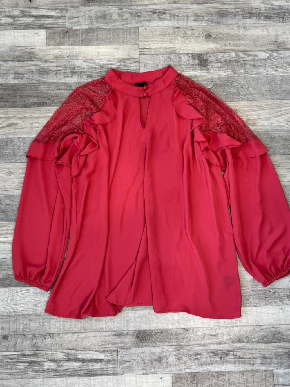 Torrid Dark Coral Pink Lightweight Long Sleeve Blouse Size 3X Lace E50